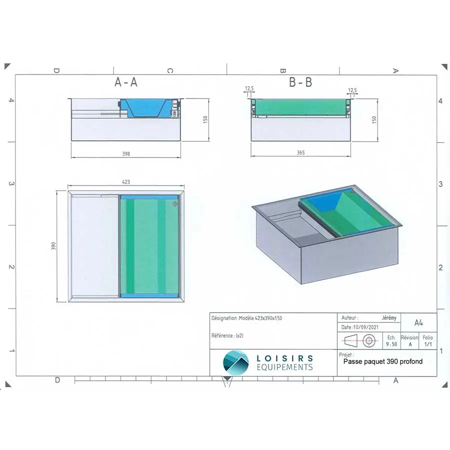 plan passe-paquet 390 inox